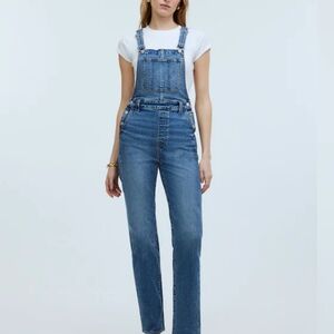 Madewell The 90s Straight Blue Denim Overalls In Fawnbrook Wash